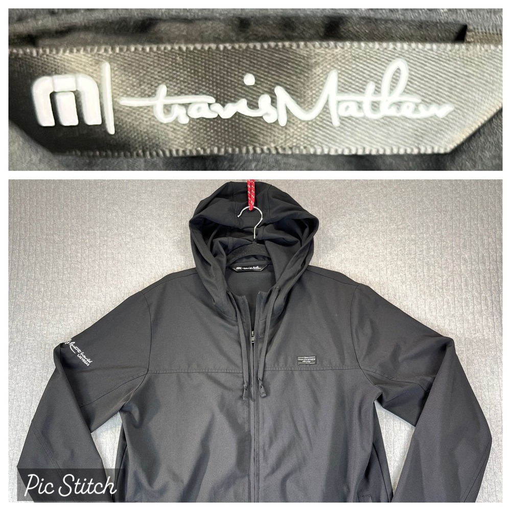 Travis Mathew Black‎ Golf Performance Full Zip Hooded Jacket Men M Las Vegas
